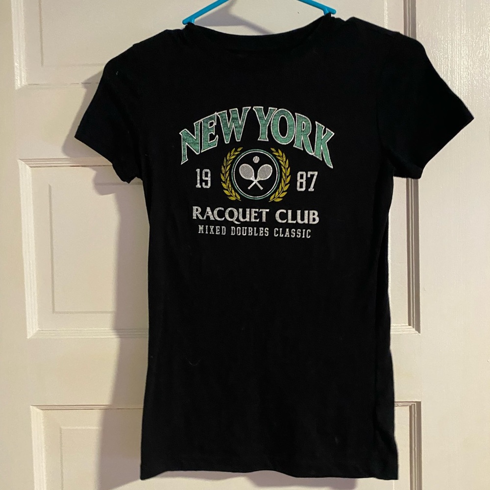Aeropostale Black Green New York Racquet Club Short Sleeve Tee
